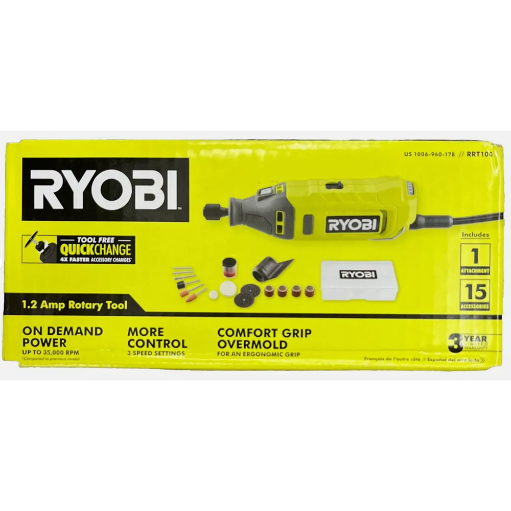 RYOBI RRT100 1.2Amp Corded Rotary Tool Kit Quick Change Corded NEW